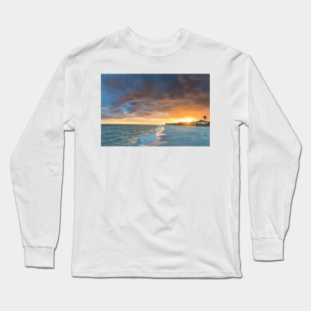 Sunset Clouds Over The Gulf Of Mexico On Sanibel Island Long Sleeve T-Shirt by HammiltenJohn